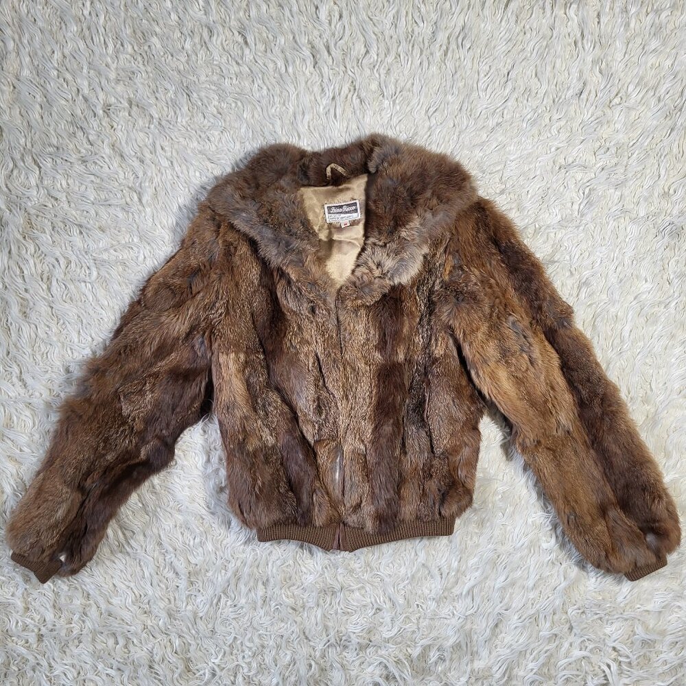Vintage Dino Ricco Natural Genuine Rabbit Fur Jacket - Medium